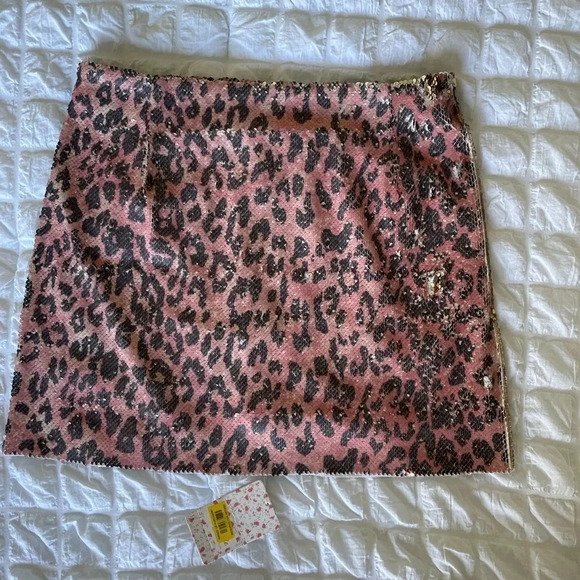 Free People leopard sequin mini skirt - Picture 4 of 12